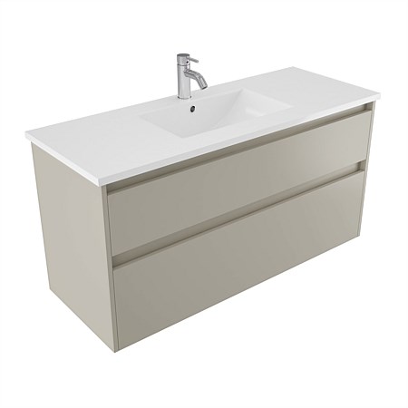 Elementi Sienna 1200mm 2 Drawer Vitreous China Wall-Hung Vanity Dawn Grey