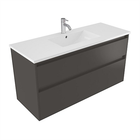 Elementi Sienna 1200mm 2 Drawer Vitreous China Wall-Hung Vanity Bullet