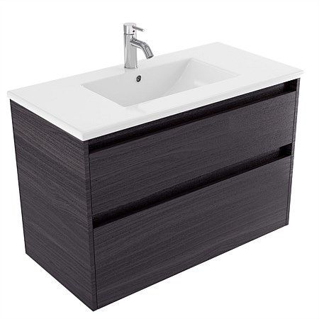 Elementi Sienna 900mm 2 Drawer Vitreous China Wall-Hung Vanity Fiordland Elm Wilderness