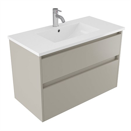 Elementi Sienna 900mm 2 Drawer Vitreous China Wall-Hung Vanity Dawn Grey