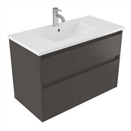 Elementi Sienna 900mm 2 Drawer Vitreous China Wall-Hung Vanity Bullet