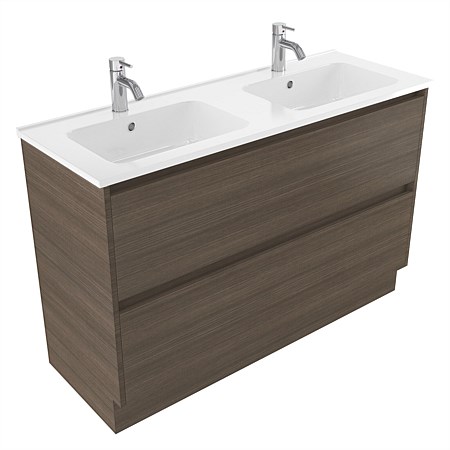 Elementi Sienna 1200mm 2 Drawer Polymarble Vanity Smokey Oak Timberland
