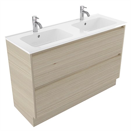 Elementi Sienna 1200mm 2 Drawer Polymarble Vanity Seasoned Oak
