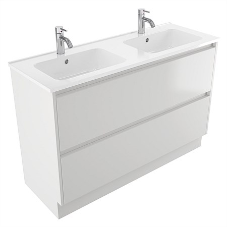 Elementi Sienna 1200mm 2 Drawer Polymarble Vanity White Gloss