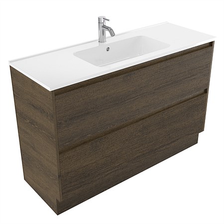 Elementi Sienna 1200mm 2 Drawer Polymarble Vanity Smokey Oak Timberland