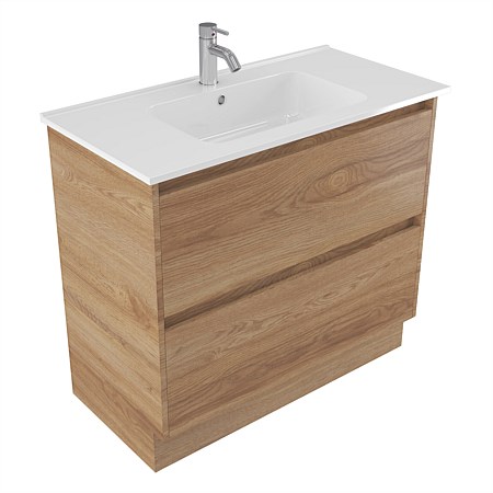Elementi Sienna 900mm 2 Drawer Polymarble Vanity Southern Oak Timberland