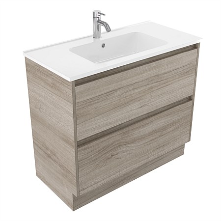Elementi Sienna 900mm 2 Drawer Polymarble Vanity Ashen Walnut Timberland