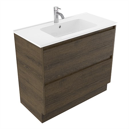 Elementi Sienna 900mm 2 Drawer Polymarble Vanity Smokey Oak Timberland
