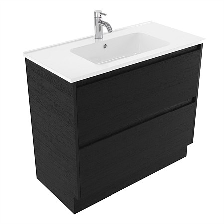 Elementi Sienna 900mm 2 Drawer Polymarble Vanity Black Timberland