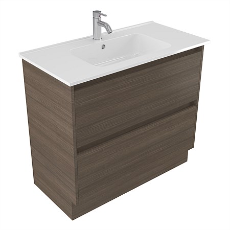 Elementi Sienna 900mm 2 Drawer Polymarble Vanity Charred Oak