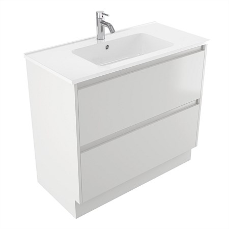 Elementi Sienna 900mm 2 Drawer Polymarble Vanity White Gloss