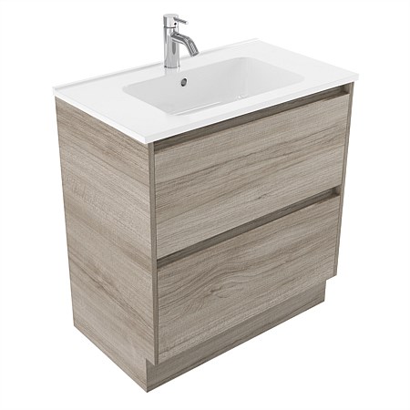 Elementi Sienna 750mm 2 Drawer Polymarble Vanity Ashen Walnut Timberland