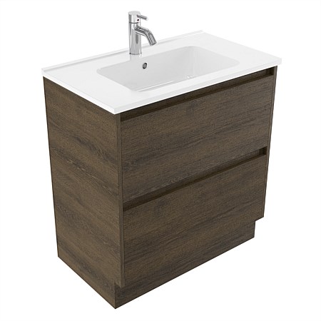 Elementi Sienna 750mm 2 Drawer Polymarble Vanity Smokey Oak Timberland