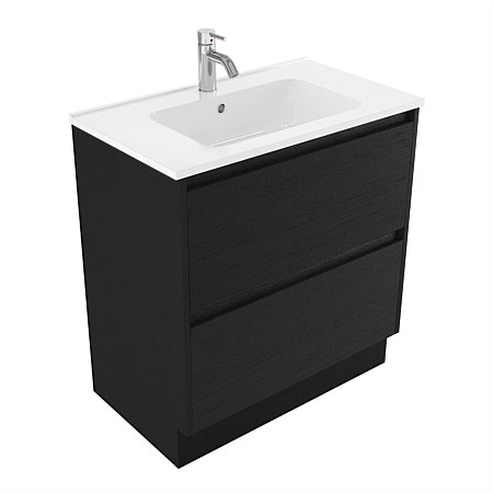 Elementi Sienna 750mm 2 Drawer Polymarble Vanity Black Timberland