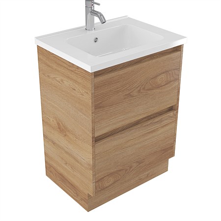 Elementi Sienna 600mm 2 Drawer Polymarble Vanity Southern Oak Timberland