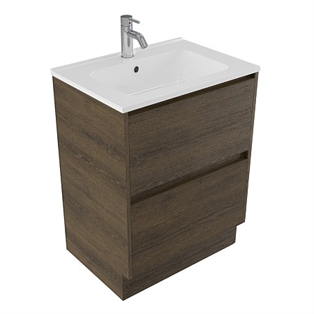 Elementi Sienna 600mm 2 Drawer Polymarble Vanity Smokey Oak Timberland