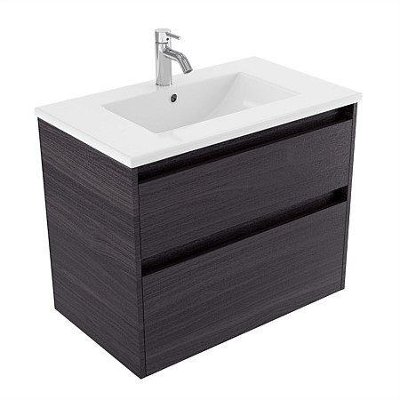 Elementi Sienna 750mm 2 Drawer Vitreous China Wall-Hung Vanity Fiordland Elm Wilderness