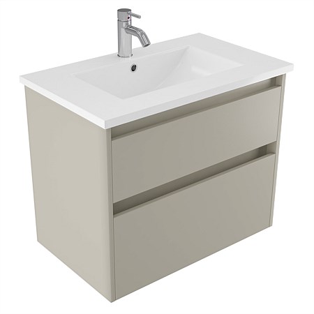 Elementi Sienna 750mm 2 Drawer Vitreous China Wall-Hung Vanity Dawn Grey