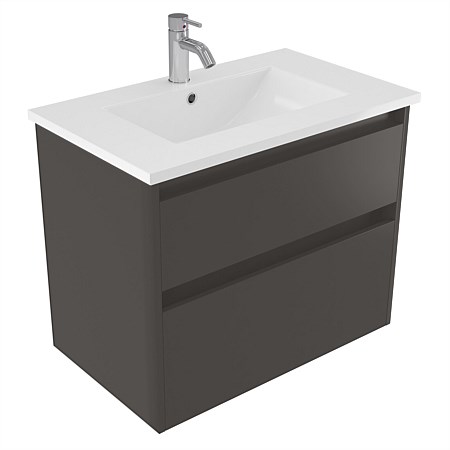 Elementi Sienna 750mm 2 Drawer Vitreous China Wall-Hung Vanity Bullet