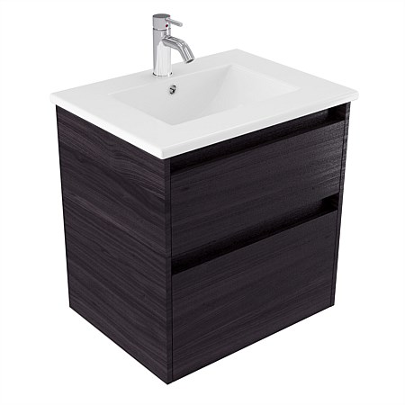 Elementi Sienna 600mm 2 Drawer Vitreous China Wall-Hung Vanity Fiordland Elm Wilderness