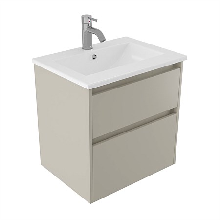 Elementi Sienna 600mm 2 Drawer Vitreous China Wall-Hung Vanity Dawn Grey