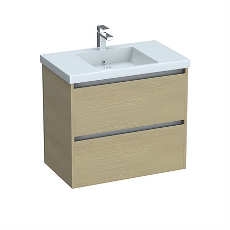 LeVivi Cibolo Neo 750mm Double Drawer Wall-Hung Vanity Light Oak