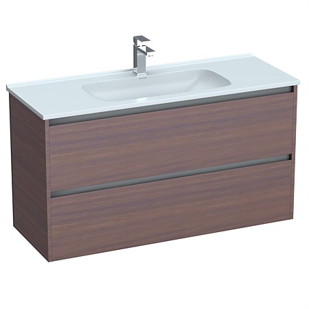 LeVivi Cibolo 1200mm Double Drawer Wall-Hung Vanity Walnut