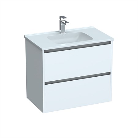LeVivi Cibolo 750mm Double Drawer Wall-Hung Vanity White