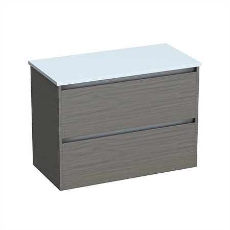 LeVivi Cibolo Prima 900mm Double Drawer Wall-Hung Vanity Elm