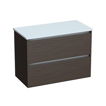 LeVivi Cibolo Prima 900mm Double Drawer Wall-Hung Vanity Charred Oak